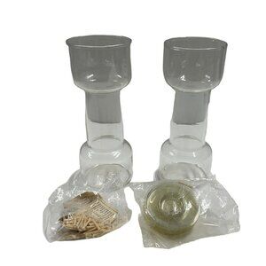 CORNING Vintage PAIR Of PYREX Tall FLOATING UN-CANDLE Lot 1970s